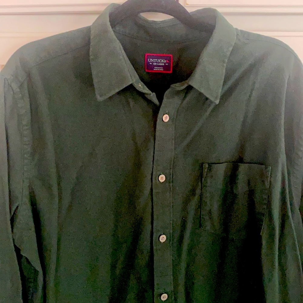 Dark green flannel type dress shirt xxl